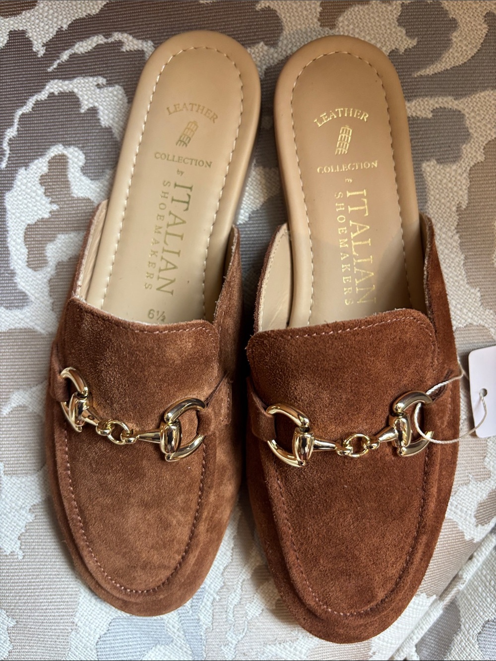 Italian Shoemakers Women's Tan Suede Horsebit Mules 6.5 M - Picture 2 of 5